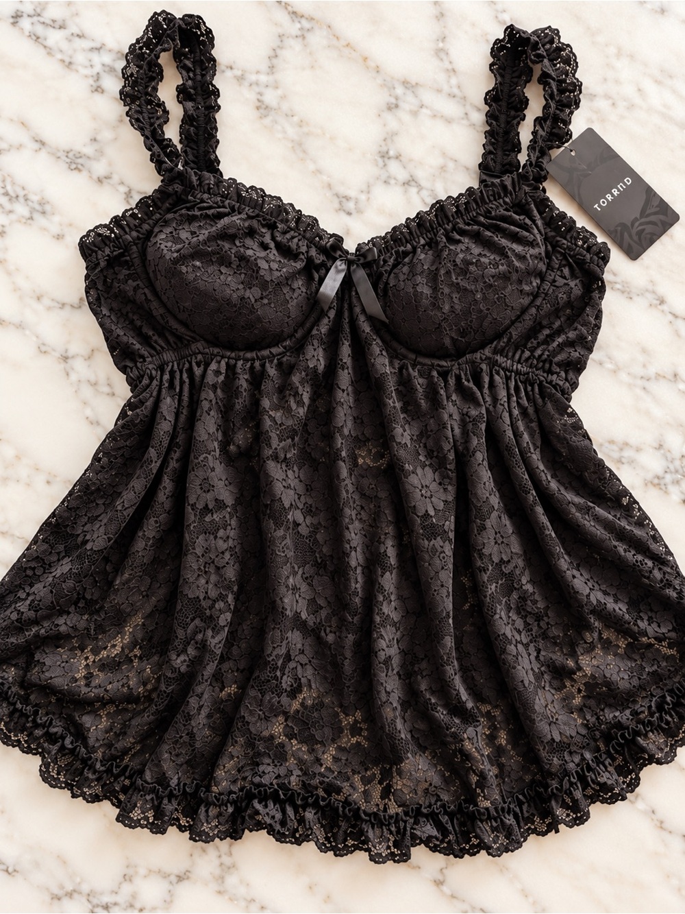 NWT! Torrid Black Floral Lace Babydoll Chemise